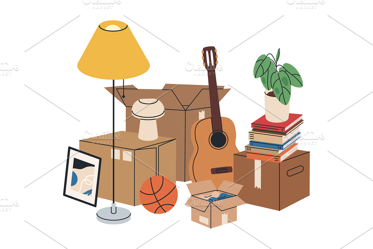 Moving boxes vector set, an Object Illustration by Torontotokio (Photo 4 of 6)