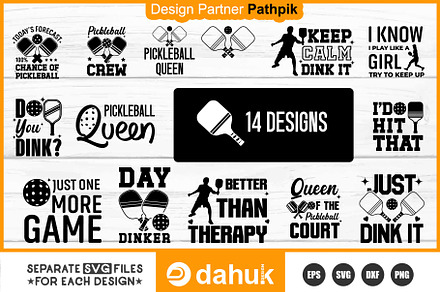 Pickleball SVG Bundle 14 Designs, a Graphic by Dahuk Design