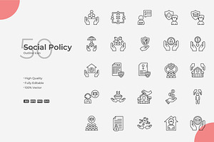 Social Policy Outline Icons, an Outline Icon by Bloodline