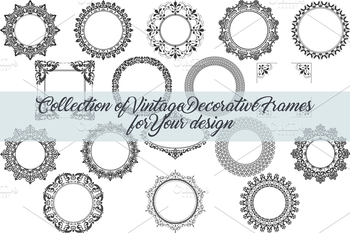17 vintage decorative vector frames, a Decorative Illustration by Alonka's Illustrations