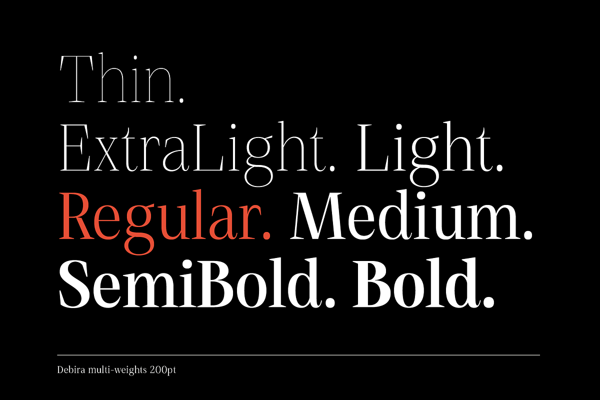 Debira — 14 Fonts, a Serif Font by Nasir Udin (Photo 5 of 12)
