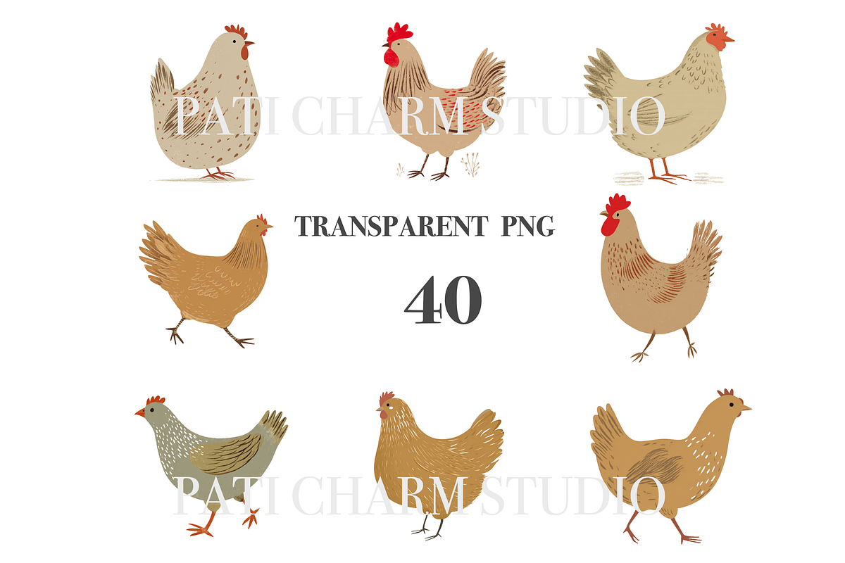 40 Chicken Clipart, an Animal Illustration by Pati Charm Studio (Photo 4 of 9)