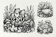 Woodland Frog Engraving Bundle, an Animal Illustration by DENIDigitalArtSudio (Thumbnail 6 of 7)