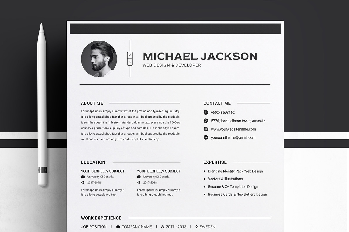 Clean CV Template, a Resume Template by ResumeInventor