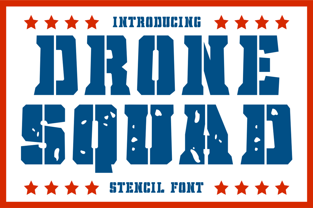 Drone Squad Stencil Font, a Font by PutraCetol Studio (Photo 1 of 5)