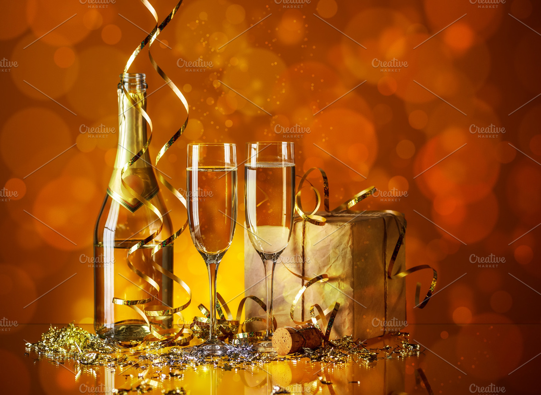 Glasses of champagne featuring new, year, and holiday