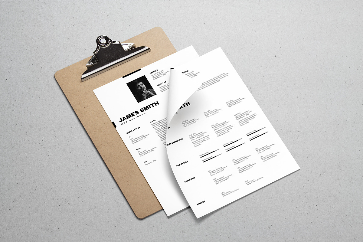 Minimalist Resume and CV Template, a Resume Template by PixelStudio (Photo 2 of 5)