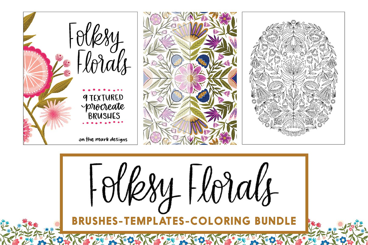 Folksy Florals Design Bundle, a Texture Illustration by On the Mark Designs (Photo 1 of 11)