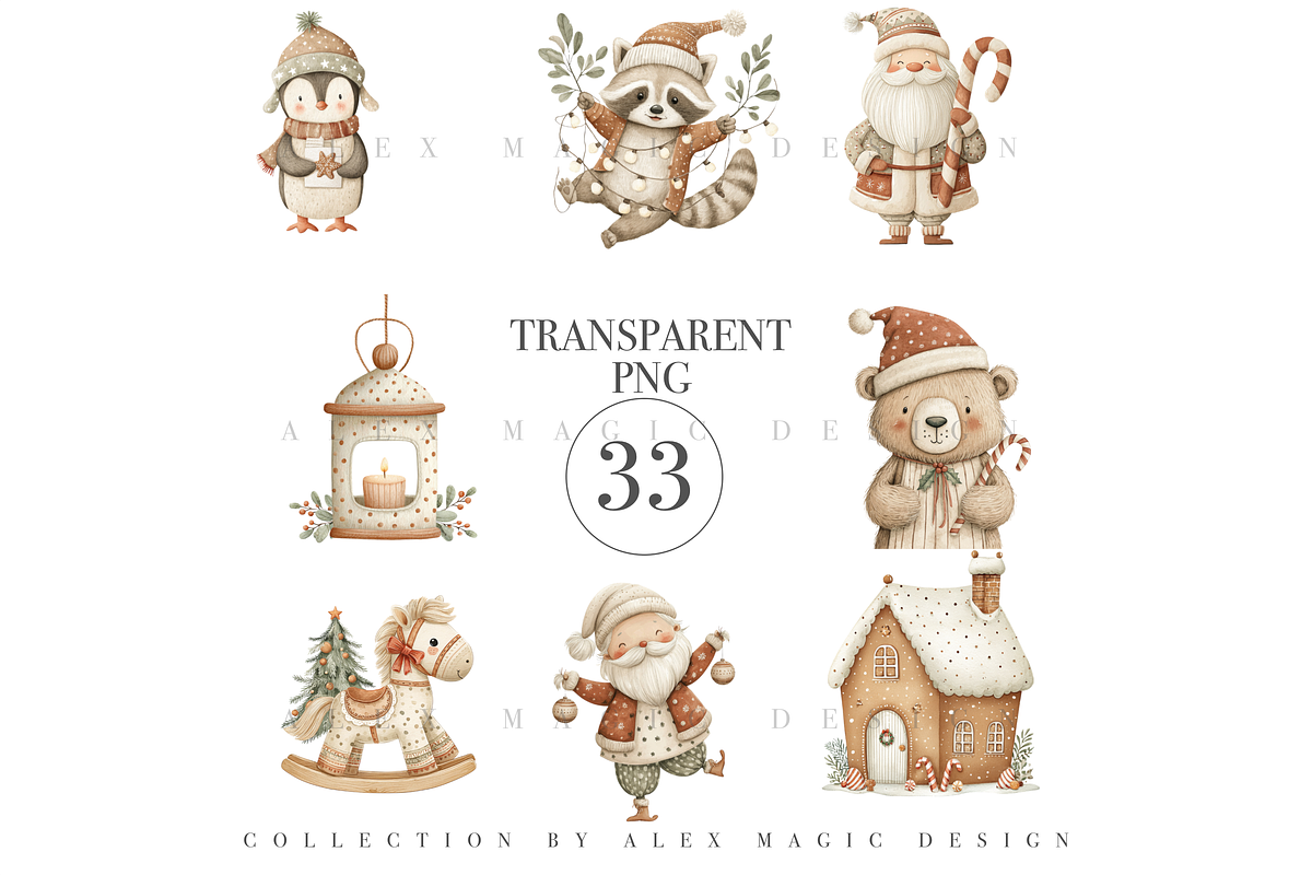 Cozy White Christmas Clipart Set, a Decorative Illustration by Pati Charm Studio (Photo 3 of 7)