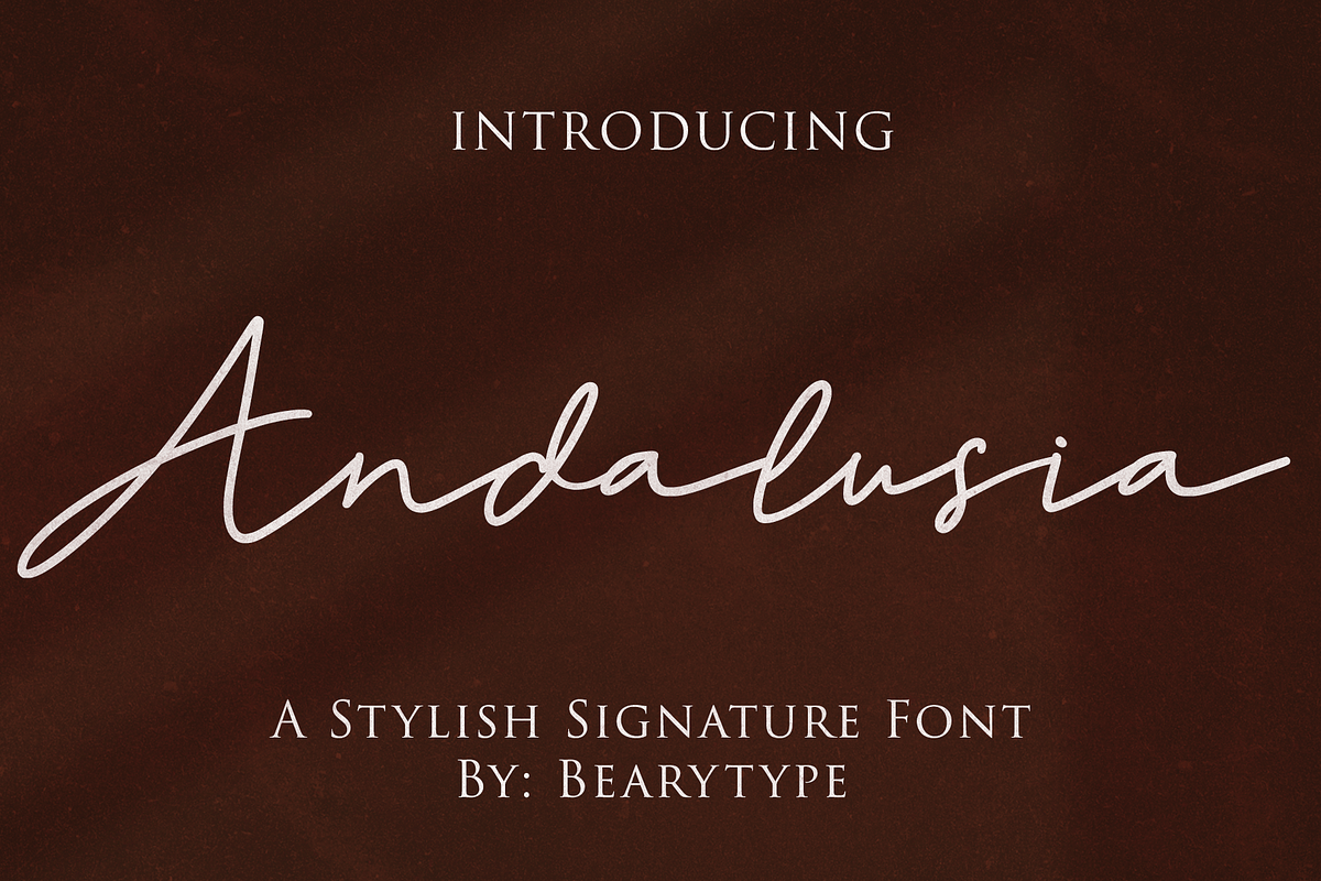 Andalusia - Signature font, a Script Font by BearyType Studio (Photo 1 of 7)