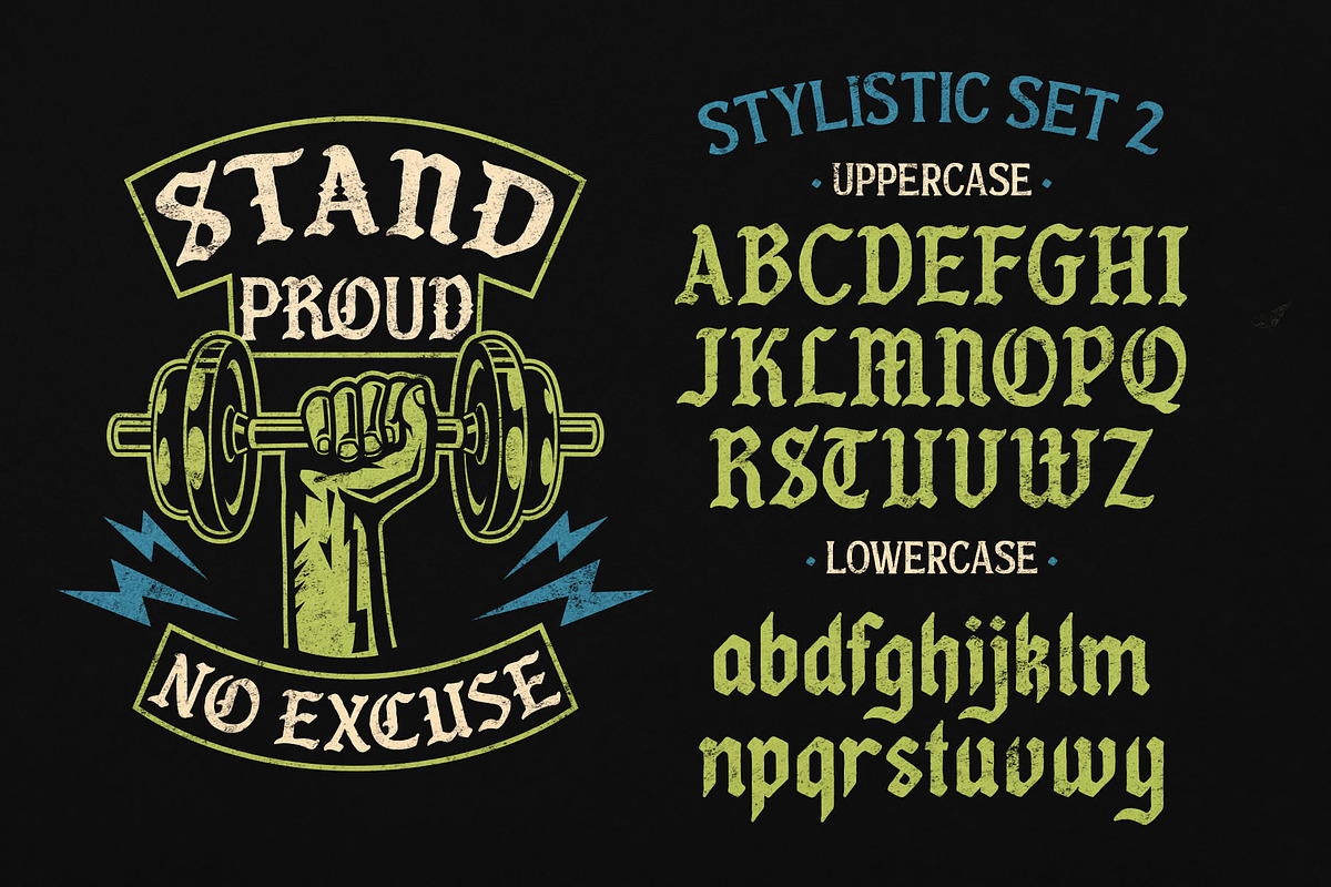 Hold Money Blackletter Typeface, a Blackletter Font by alit design (Photo 9 of 15)