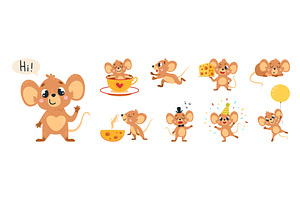Funny mice. Cartoon mouse with, an Animal Illustration by LadadikArt