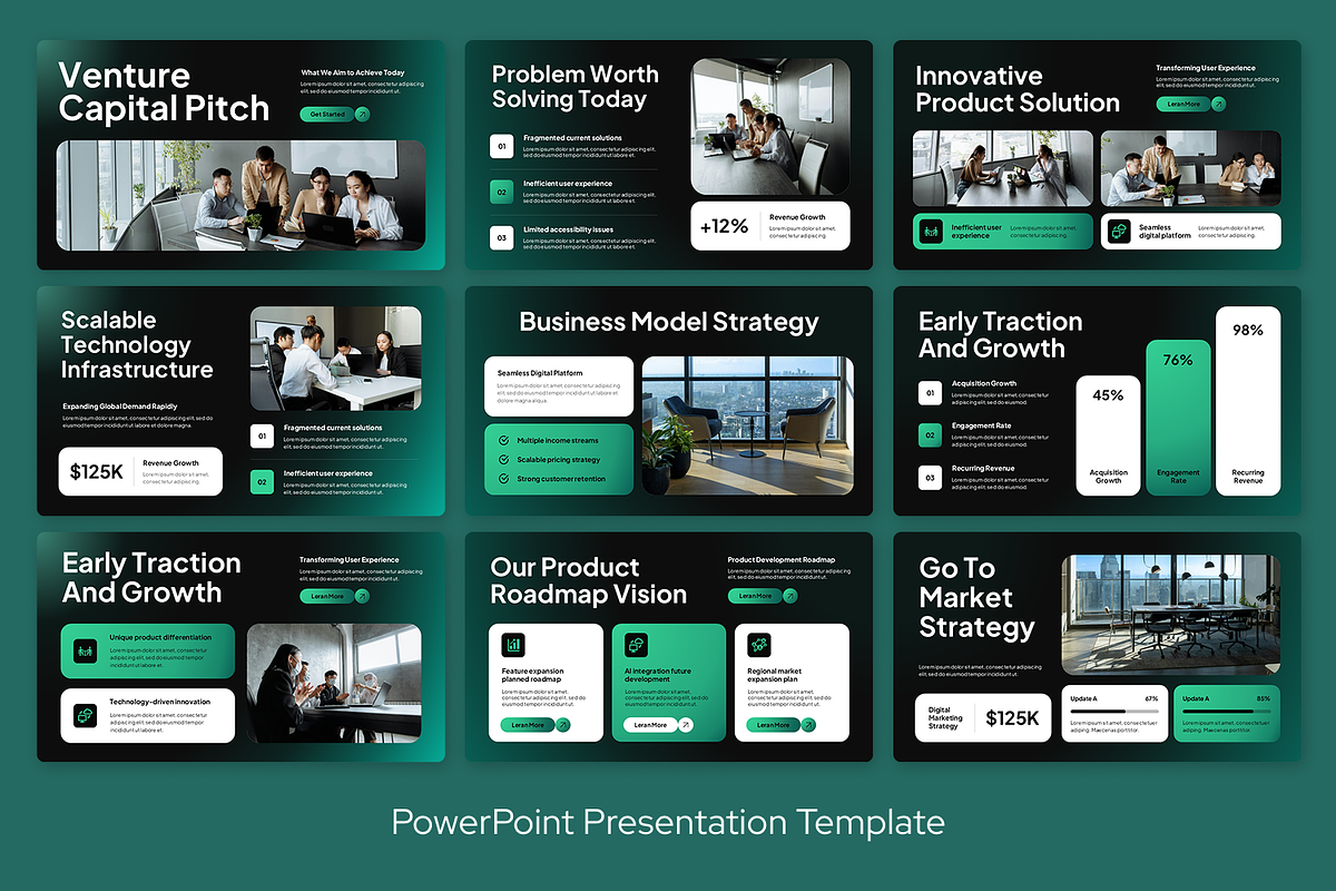Black Green Venture Capital Pitch, a Presentation Template by Sixtemp (Photo 2 of 3)