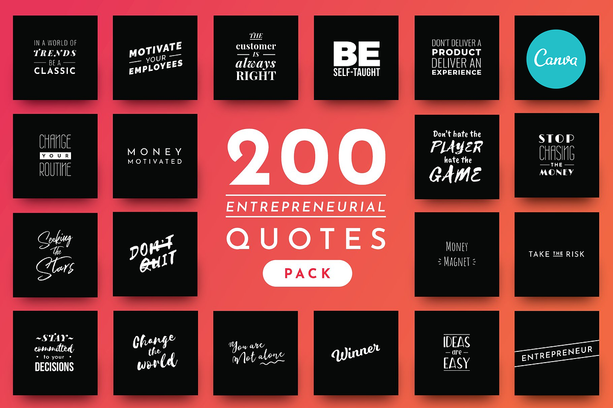 200 Aspirational Entrepreneur Quotes, a Social Media Template by Delightful Design (Photo 1 of 9)