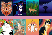8 cat portraits to print, an Object Graphic by ОльгаМороз (Thumbnail 6 of 6)