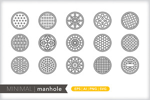 Minimal Manhole Icons