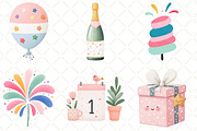 Happy New Year Clipart, an Illustration by Black Bird Studio (Thumbnail 3 of 6)