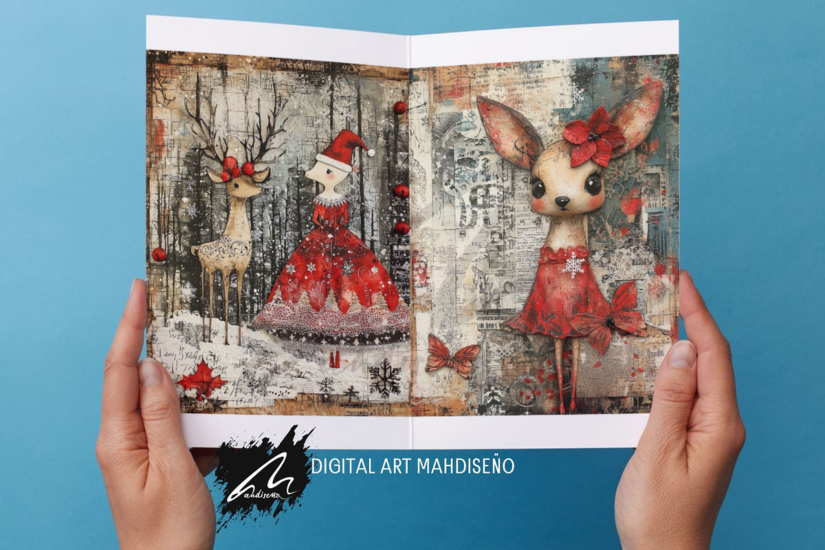 Shabby Xmas Mixed Media Scrappapers, a Decorative Illustration by Digital Art Mahdiseño (Photo 5 of 10)