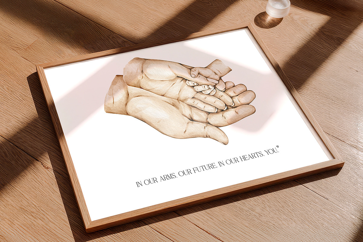 Parent and Newborn Hands Watercolor, a Person Illustration by EkaterinaViArt (Photo 3 of 4)