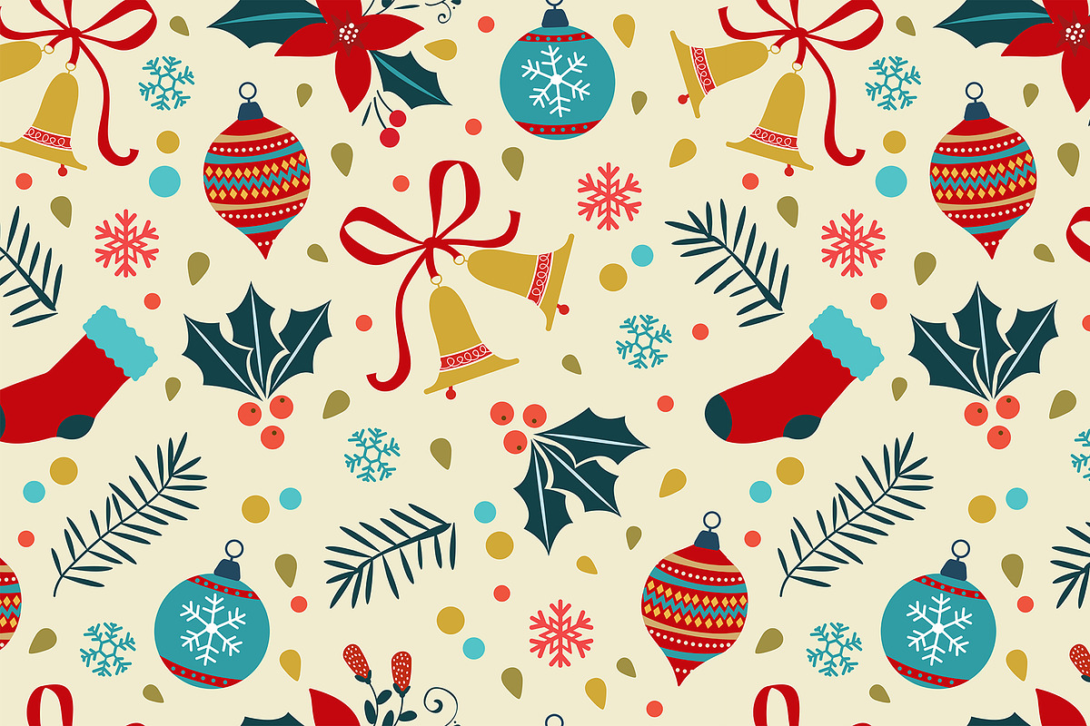 Christmas baubles set and patterns, a Decorative Illustration by Olillia (Photo 11 of 18)