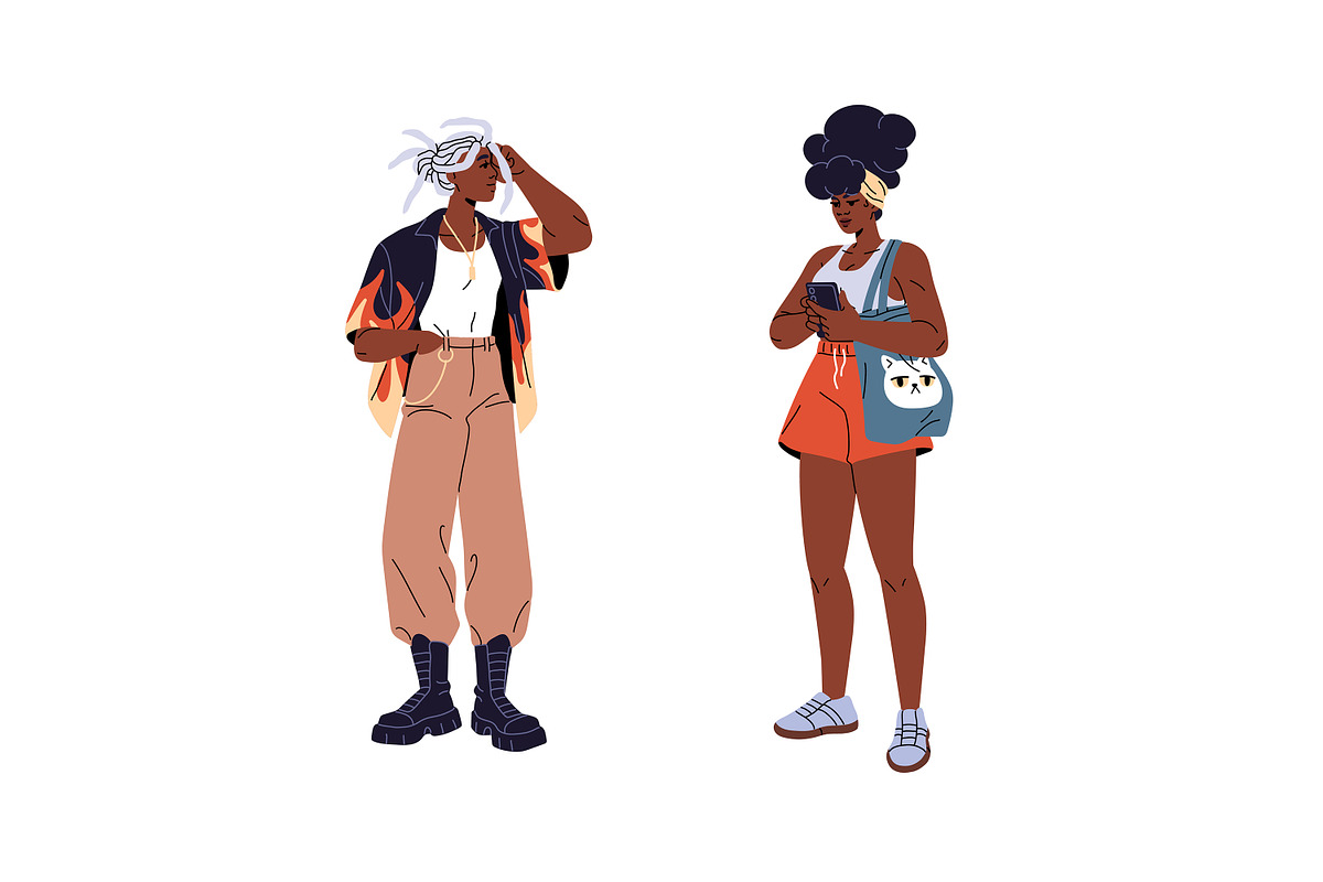 Stylish African American people set, a Person Illustration by PaperTrident (Photo 3 of 9)