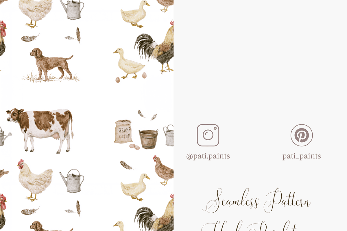 Farm Animals Seamless Pattern, a Pattern Graphic by Pati Charm Studio (Photo 3 of 4)