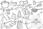 Vector kitchen utensils, an Illustration by risovanya (Thumbnail 1 of 3)