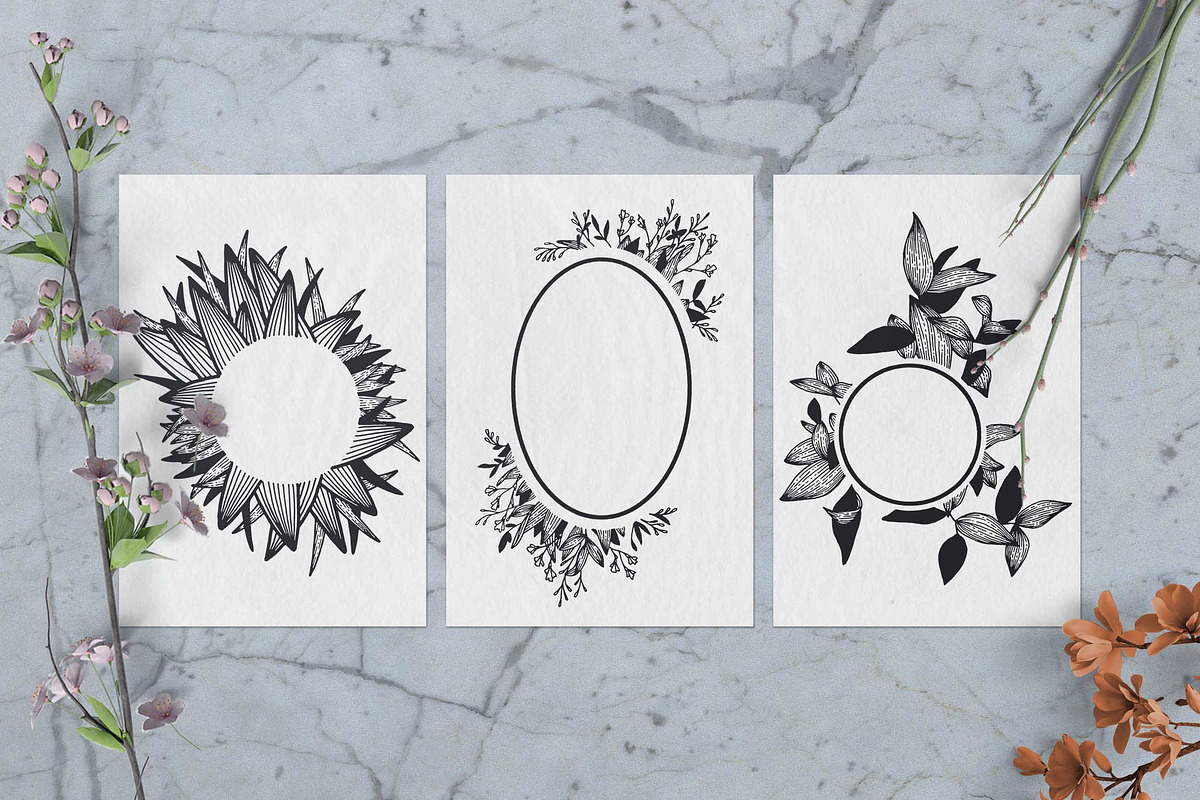 100 Hand Drawn Elements -Floral-, a Decorative Illustration by Michael Rayback Design (Photo 8 of 18)