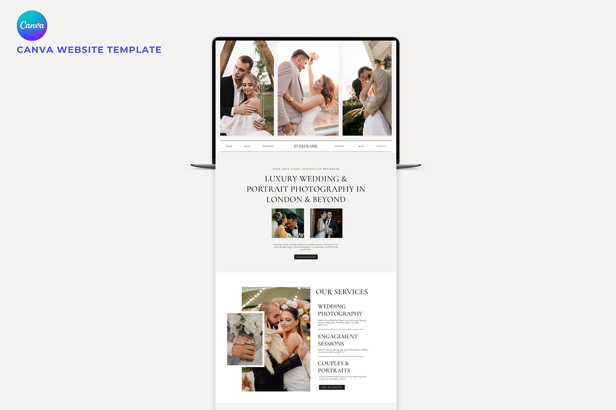 Wedding Photography Canva Template, a Landing Page Template by Web Template Market (Photo 1 of 4)