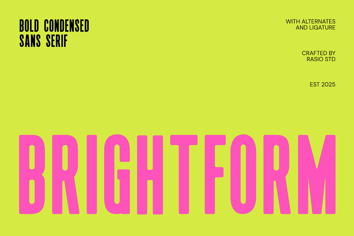 Brightform Bold Condensed Sans Font, a Sans Serif Font by Rasio Studio (Photo 1 of 8)