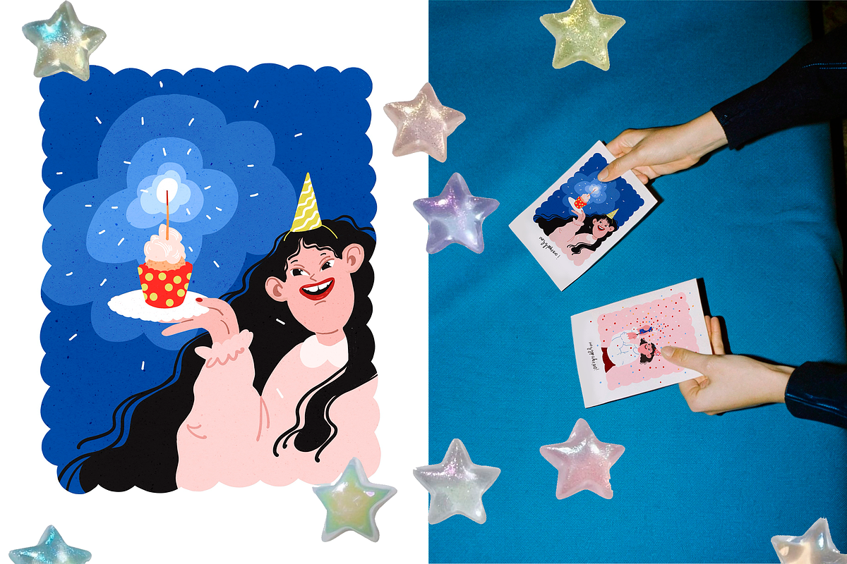 Aesthetic Birthday Cards ENG/GER, a Decorative Illustration by Schumacher Shop (Photo 3 of 18)