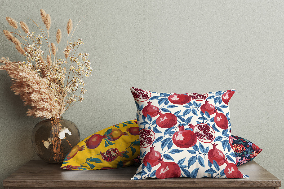 Blue Pomegranates Patterns, a Pattern Graphic by Ninterints (Photo 6 of 19)