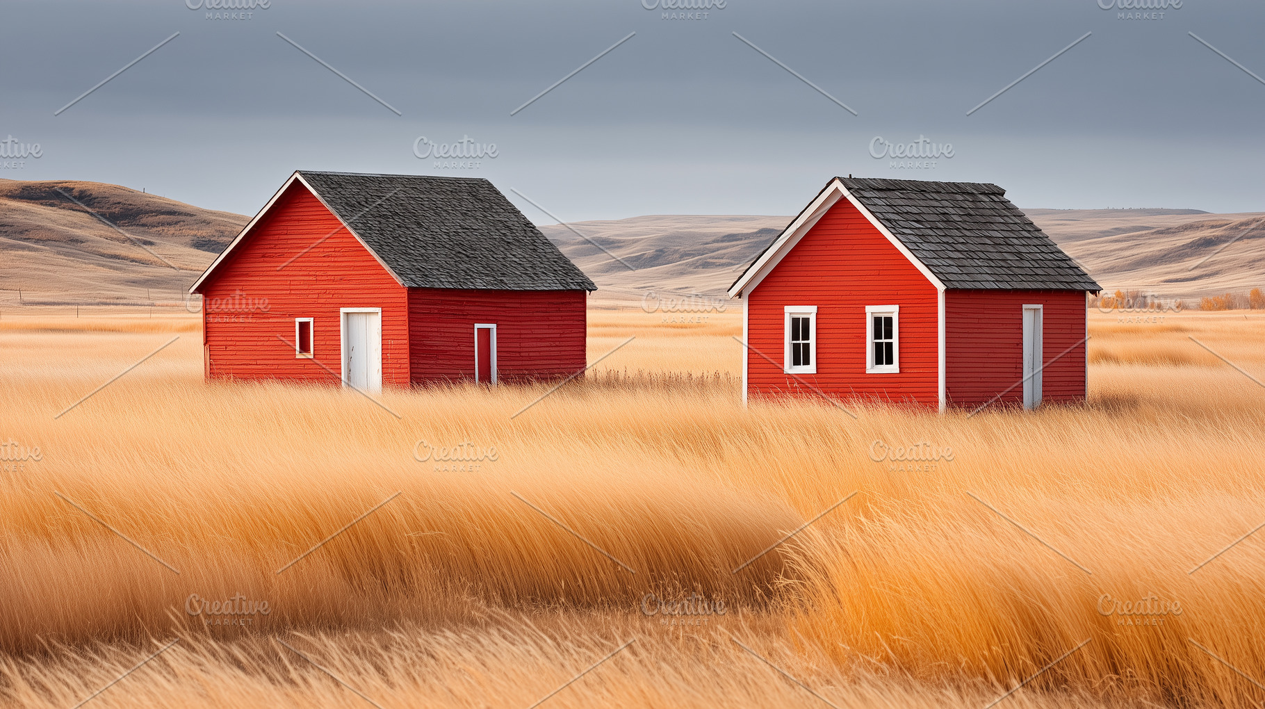 Two small red wooden houses standing, an Architecture Photo by MistyDay