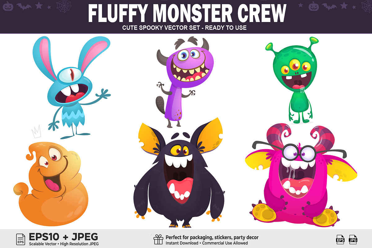 Fruity Frights - 6 Cute Monsters, a Decorative Illustration by D R A W K M A N (Photo 1 of 8)