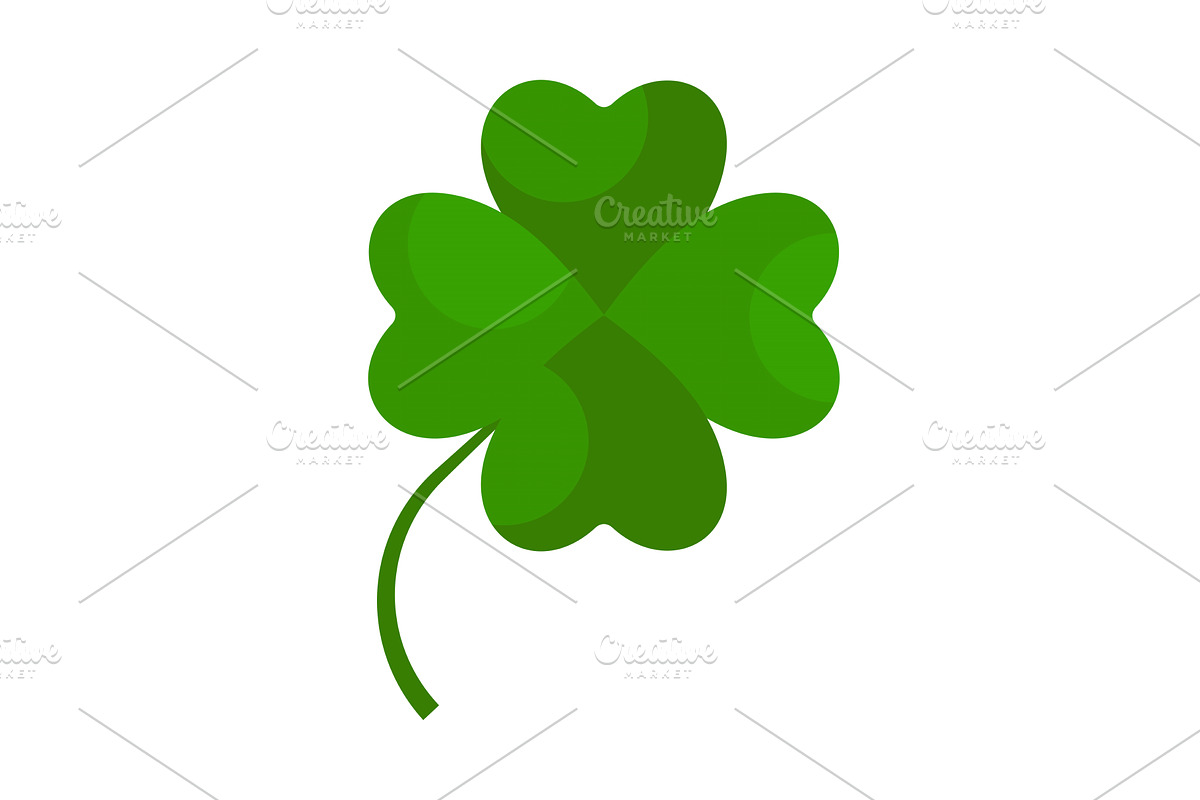 Flat shamrock icon. Clover leaf., an Illustration by Quarta