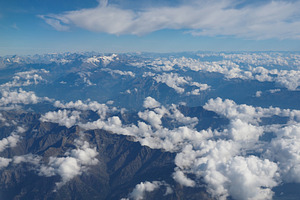 aerial view of Graian Alps and Monte Rosa mountain