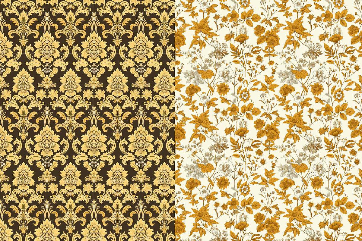 Mustard Toile Digital Paper, a Pattern Graphic by DreamCafeArt (Photo 3 of 7)