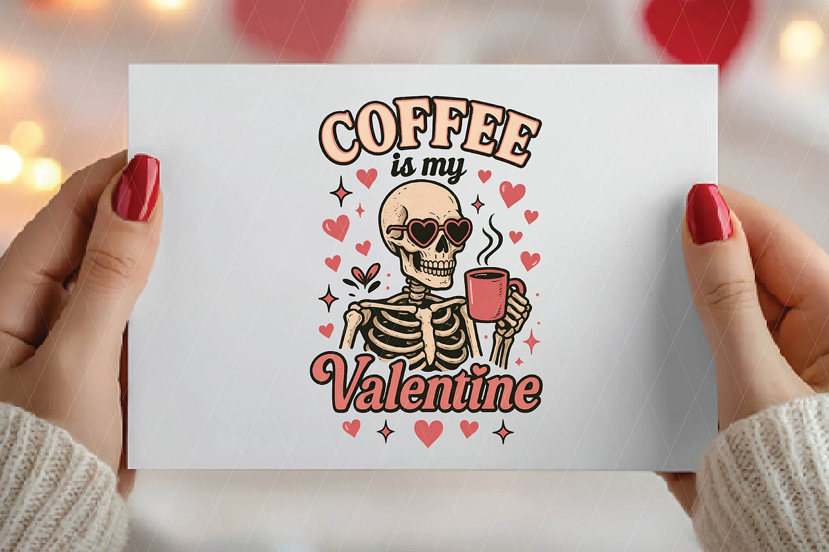 Coffee Is My Valentine Skeleton PNG, an Illustration by DreamPrint404 (Photo 6 of 8)