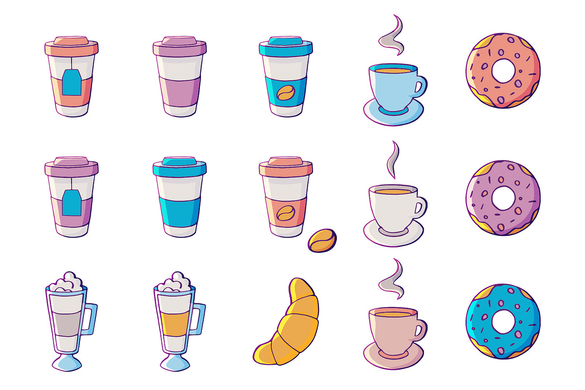 Vector coffee and tea elements, a Food Illustration by Olha's watercolor (Photo 4 of 6)