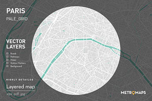 Paris Map (Vector) – Pale Grid