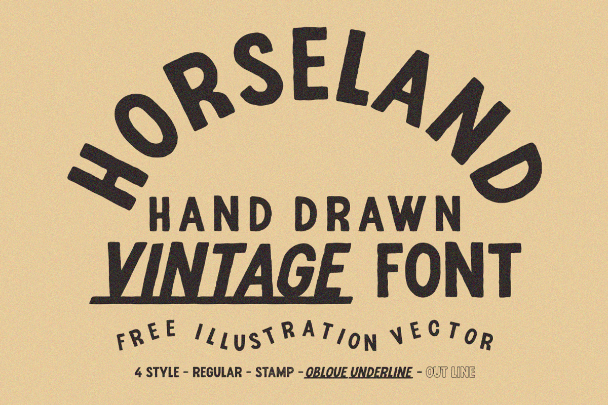Horseland - Free Illustration Vector, a Sans Serif Font by Wasabib Studio (Photo 1 of 9)