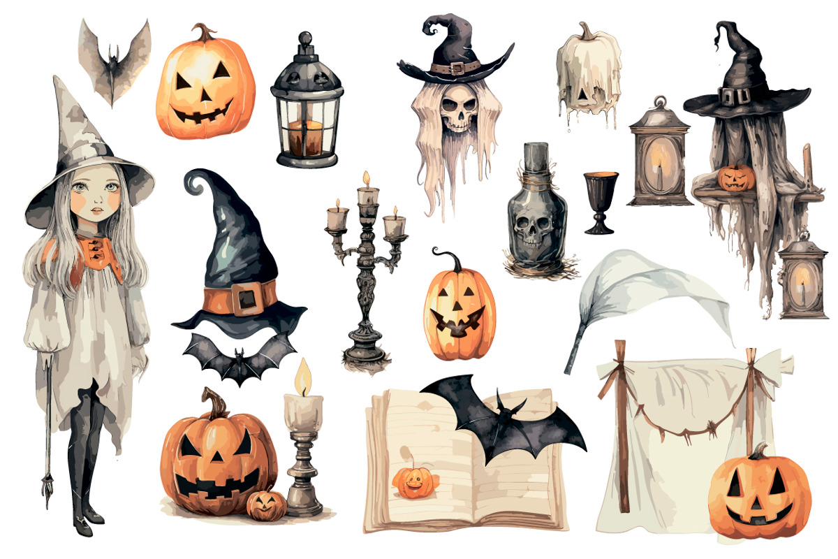 Halloween Vintage clipart, an Object Graphic by Evgeniia (Photo 2 of 11)