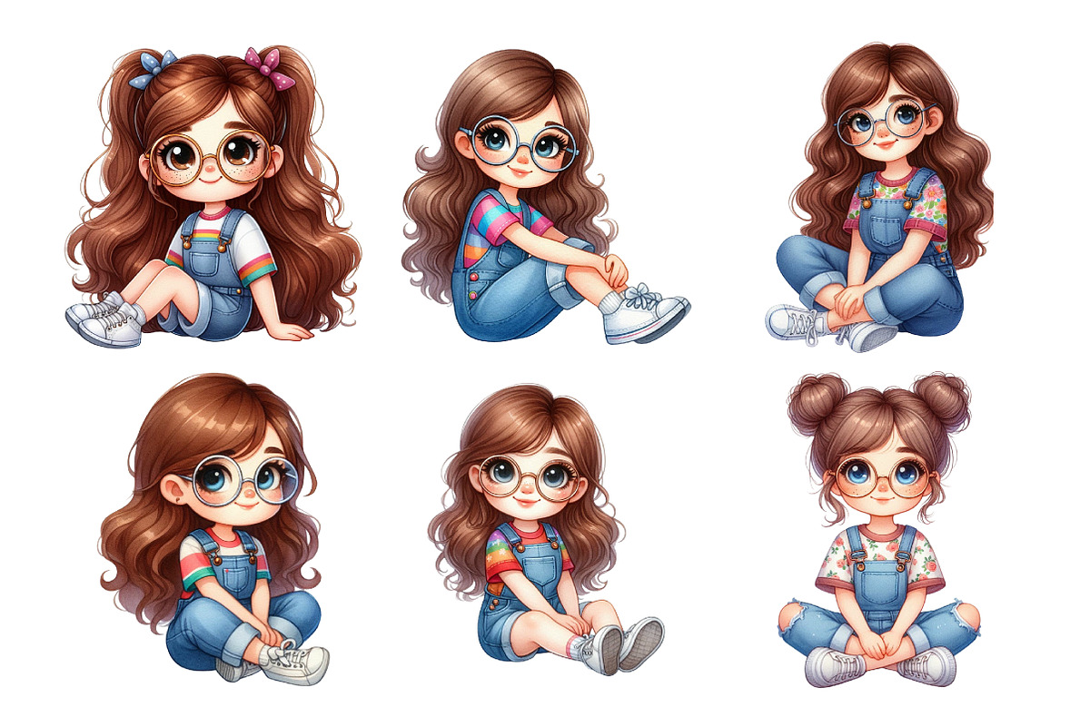Watercolor Quirky Girl Clipart Bundl, an Illustration by Daily.Designs (Photo 4 of 5)