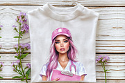 Watercolor Coquette Nurse Clipart, an Illustration by Rose Art (Thumbnail 6 of 7)