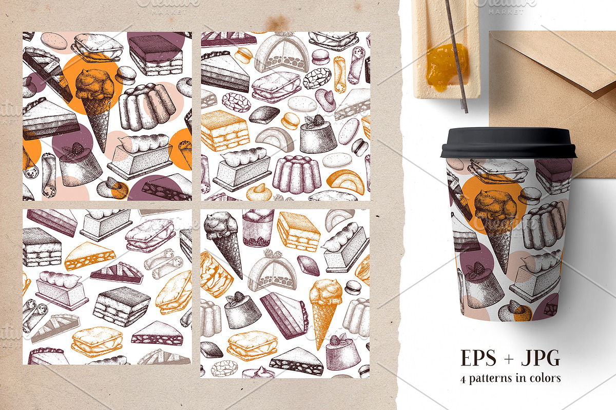 Italian Desserts. Pastries Sketches, a Food Illustration by Yevheniia (Photo 9 of 10)