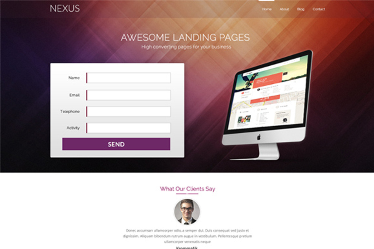 Nexus Landing Page PSD Template, a Landing Page Template by BravoUX (Photo 1 of 3)