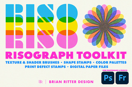 Risograph Toolkit for Photoshop, a Brush Add-On by Brian Ritter Design