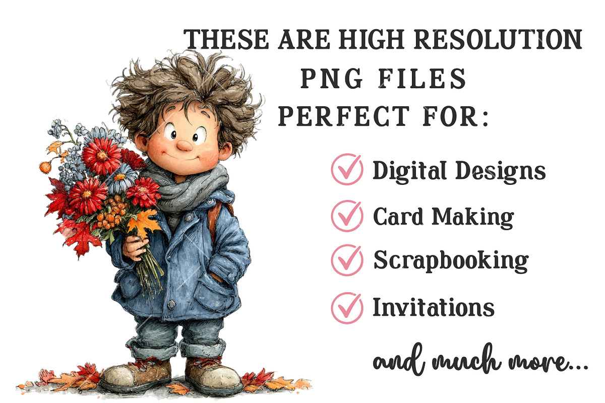 Whimsical Autumn Kids PNG Clipart, a Seasonal Illustration by OK Design (Photo 6 of 6)