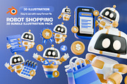 Robot Shopping 3D Illustration Pack, an Object 3D Model by Tempcraft (Thumbnail 1 of 5)