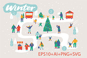 Winter People Flat Vector Set, a Person Illustration by Vector_Art (Thumbnail 1 of 16)